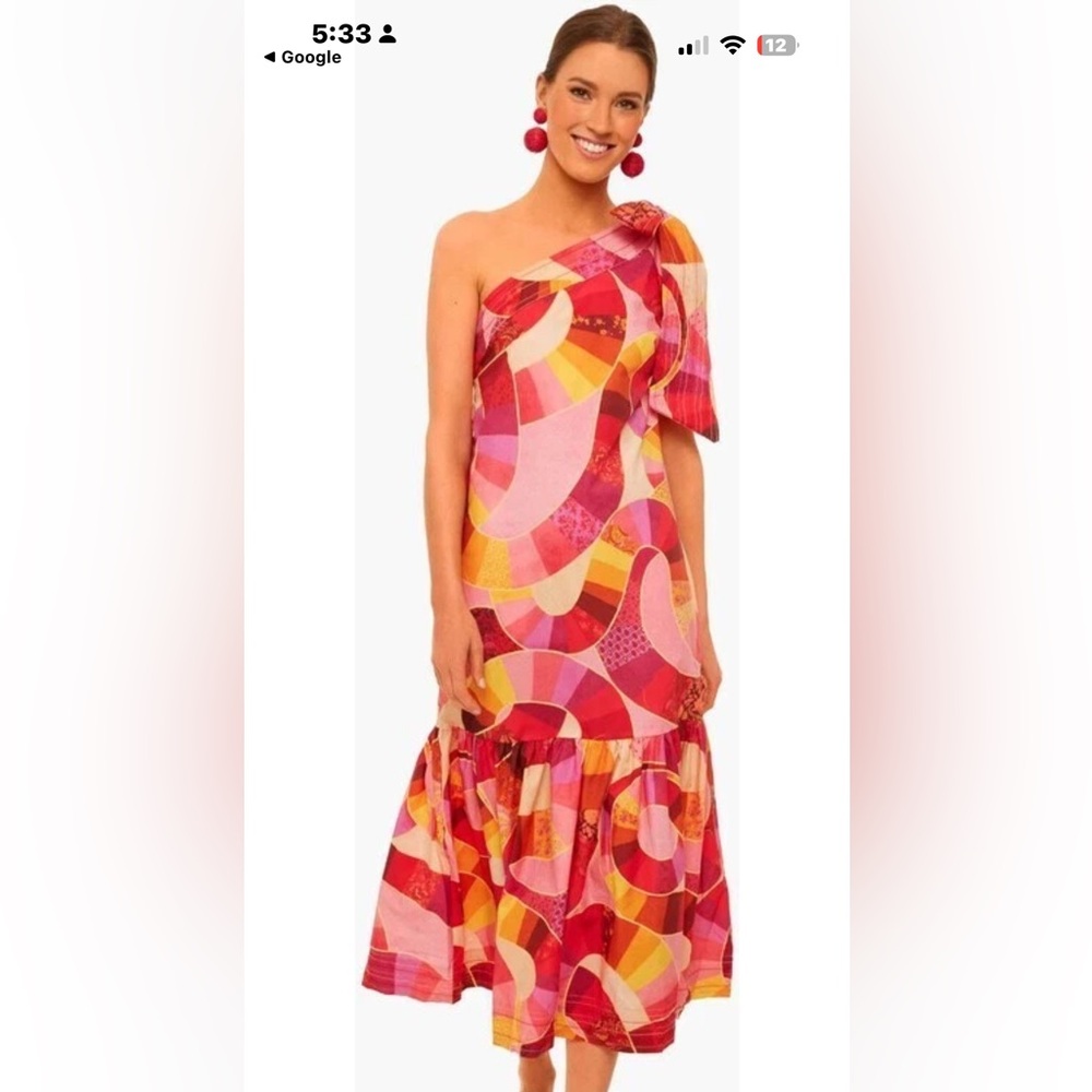 Farm Rio Patch Twirl One-Shoulder maxi dress